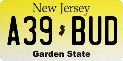 NJ license plate A39BUD