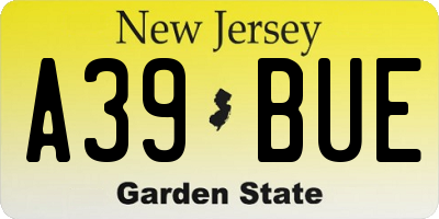 NJ license plate A39BUE