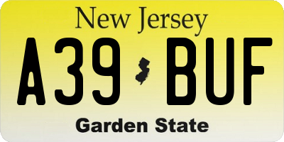 NJ license plate A39BUF
