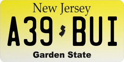 NJ license plate A39BUI