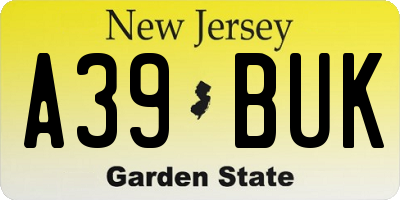 NJ license plate A39BUK