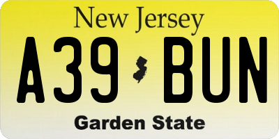 NJ license plate A39BUN