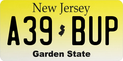 NJ license plate A39BUP