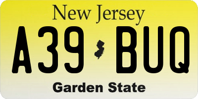 NJ license plate A39BUQ
