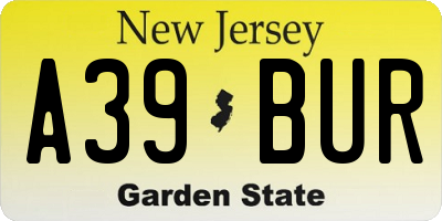 NJ license plate A39BUR