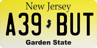 NJ license plate A39BUT