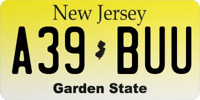 NJ license plate A39BUU