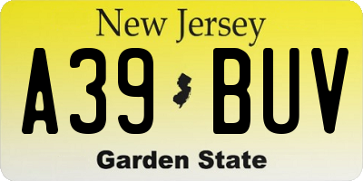 NJ license plate A39BUV
