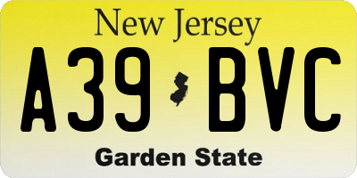 NJ license plate A39BVC