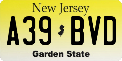 NJ license plate A39BVD