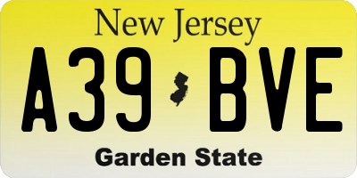 NJ license plate A39BVE