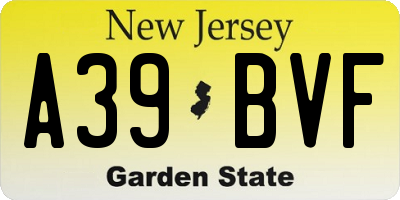 NJ license plate A39BVF