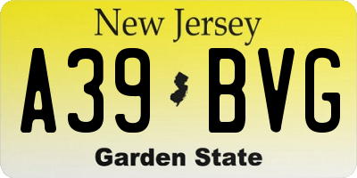 NJ license plate A39BVG