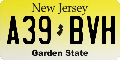 NJ license plate A39BVH