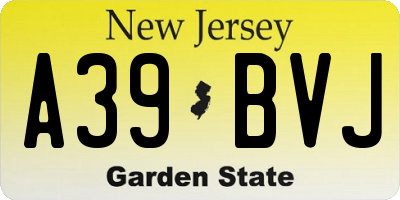 NJ license plate A39BVJ