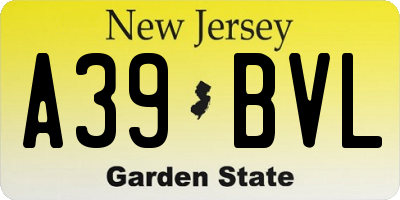 NJ license plate A39BVL