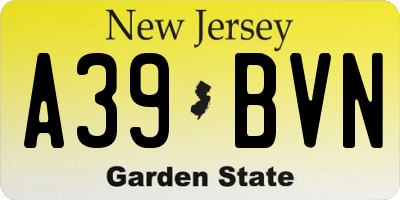 NJ license plate A39BVN