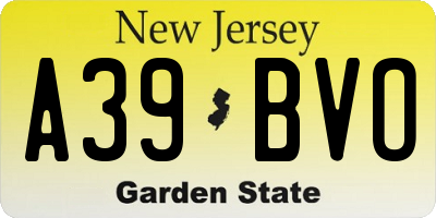 NJ license plate A39BVO