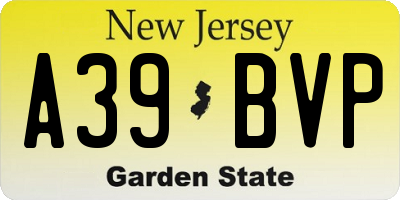 NJ license plate A39BVP