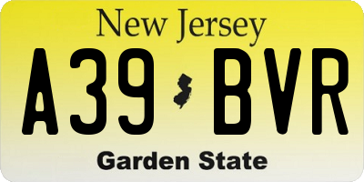 NJ license plate A39BVR