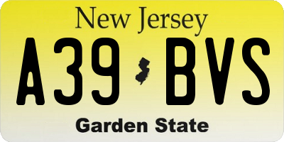NJ license plate A39BVS