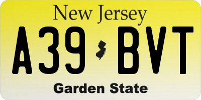 NJ license plate A39BVT