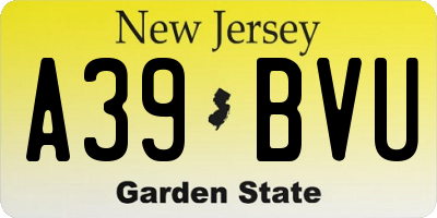 NJ license plate A39BVU