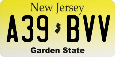 NJ license plate A39BVV