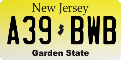 NJ license plate A39BWB
