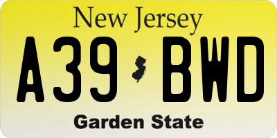 NJ license plate A39BWD