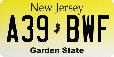 NJ license plate A39BWF
