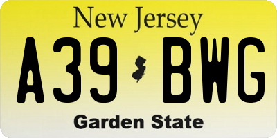 NJ license plate A39BWG