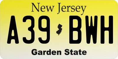 NJ license plate A39BWH