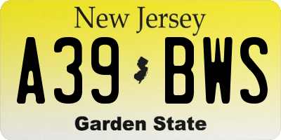 NJ license plate A39BWS