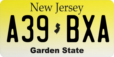 NJ license plate A39BXA