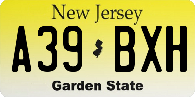 NJ license plate A39BXH