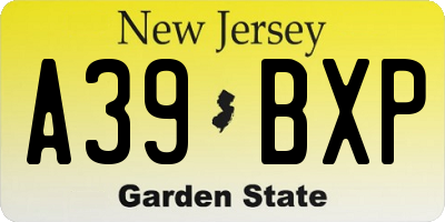 NJ license plate A39BXP