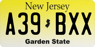 NJ license plate A39BXX