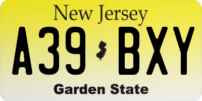 NJ license plate A39BXY