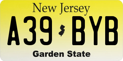 NJ license plate A39BYB