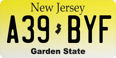 NJ license plate A39BYF