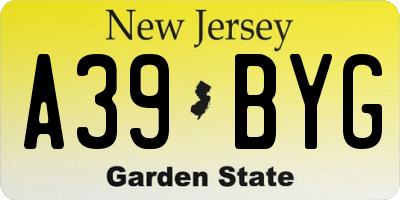 NJ license plate A39BYG