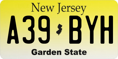 NJ license plate A39BYH