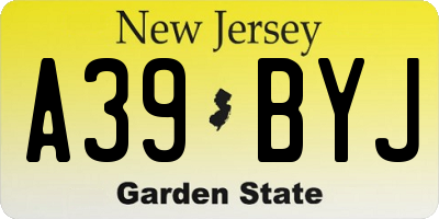 NJ license plate A39BYJ