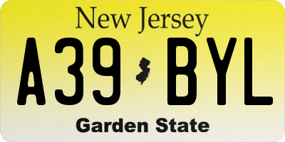 NJ license plate A39BYL