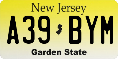 NJ license plate A39BYM
