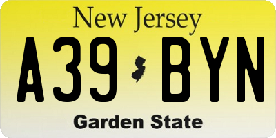 NJ license plate A39BYN