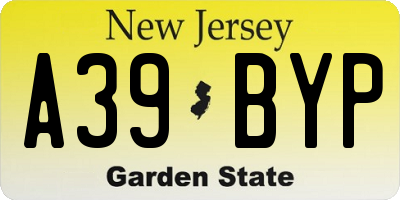 NJ license plate A39BYP