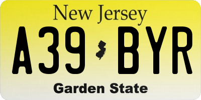 NJ license plate A39BYR