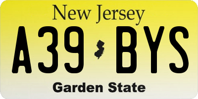 NJ license plate A39BYS